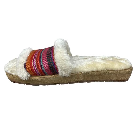 Minnetonka Women’s London Red Faux Fur Slide Slipper Size US 10 - Picture 3 of 10